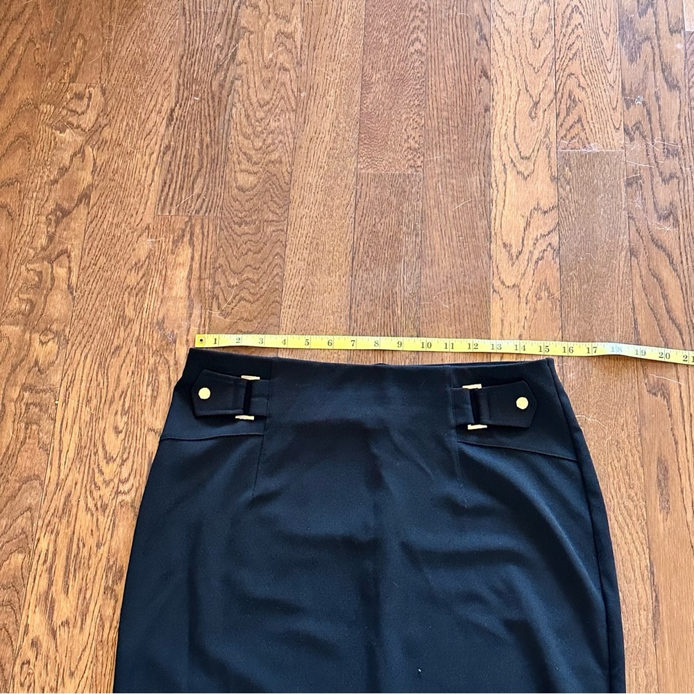 NYCC Women’s Black Pencil Skirt with Gold Accent Buckles Elastic Waist Size M - Picture 6 of 6
